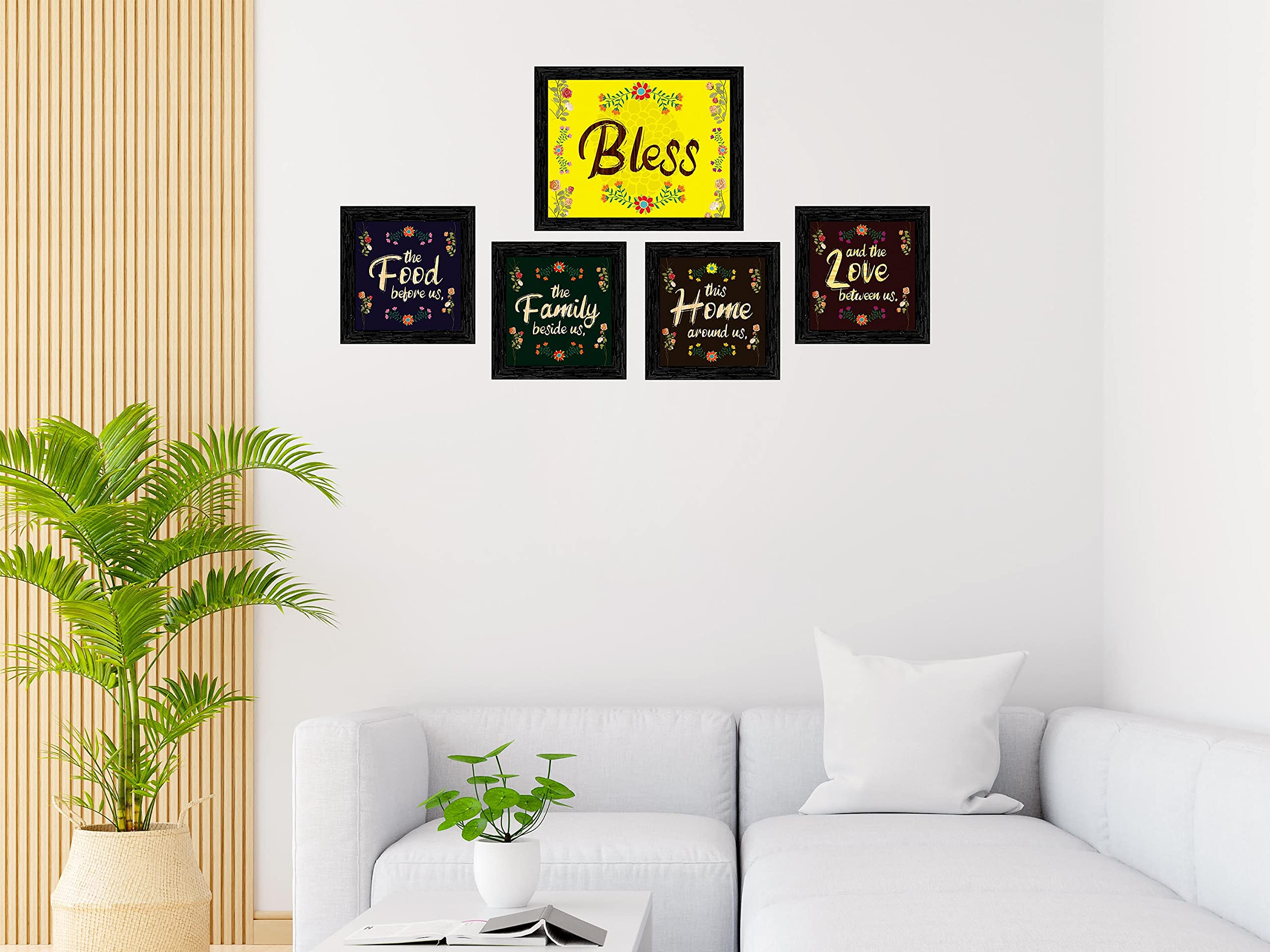 Indianara Motivational Quote Framed Wall Hanging Laminated Painting, 9.5 Inch X 9.5 Inch, Multi, Set Of 4 (Style 7)